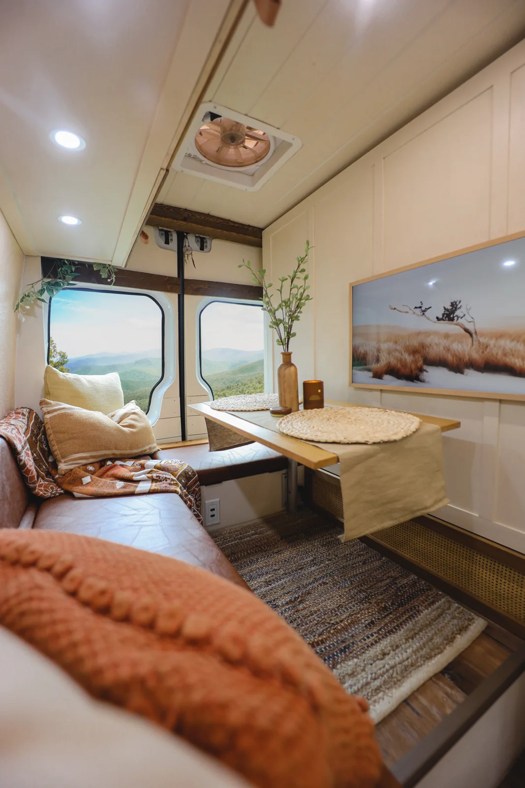 Warm wood, woven cabinet fronts, and the Chevere living space.